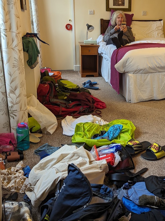 Room of unpacked clothes