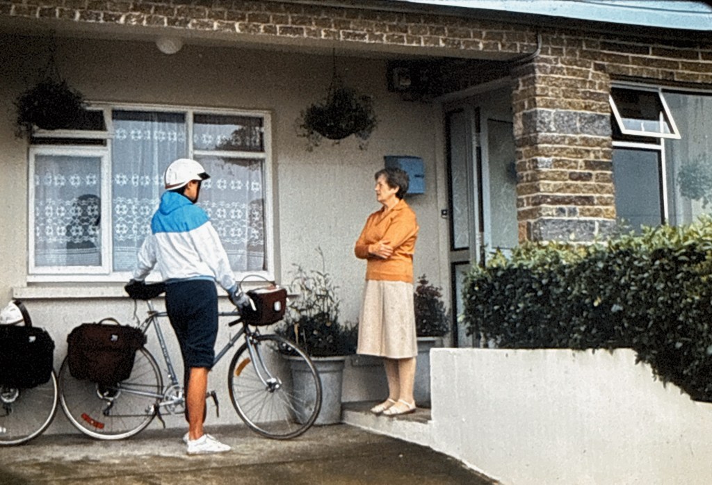 Kelly chatting with B&B owner