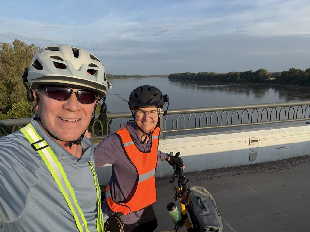 Crossing the Missouri River at Washington back to the Katy Trail.